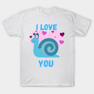 Blue Iove you - Snail T-Shirt